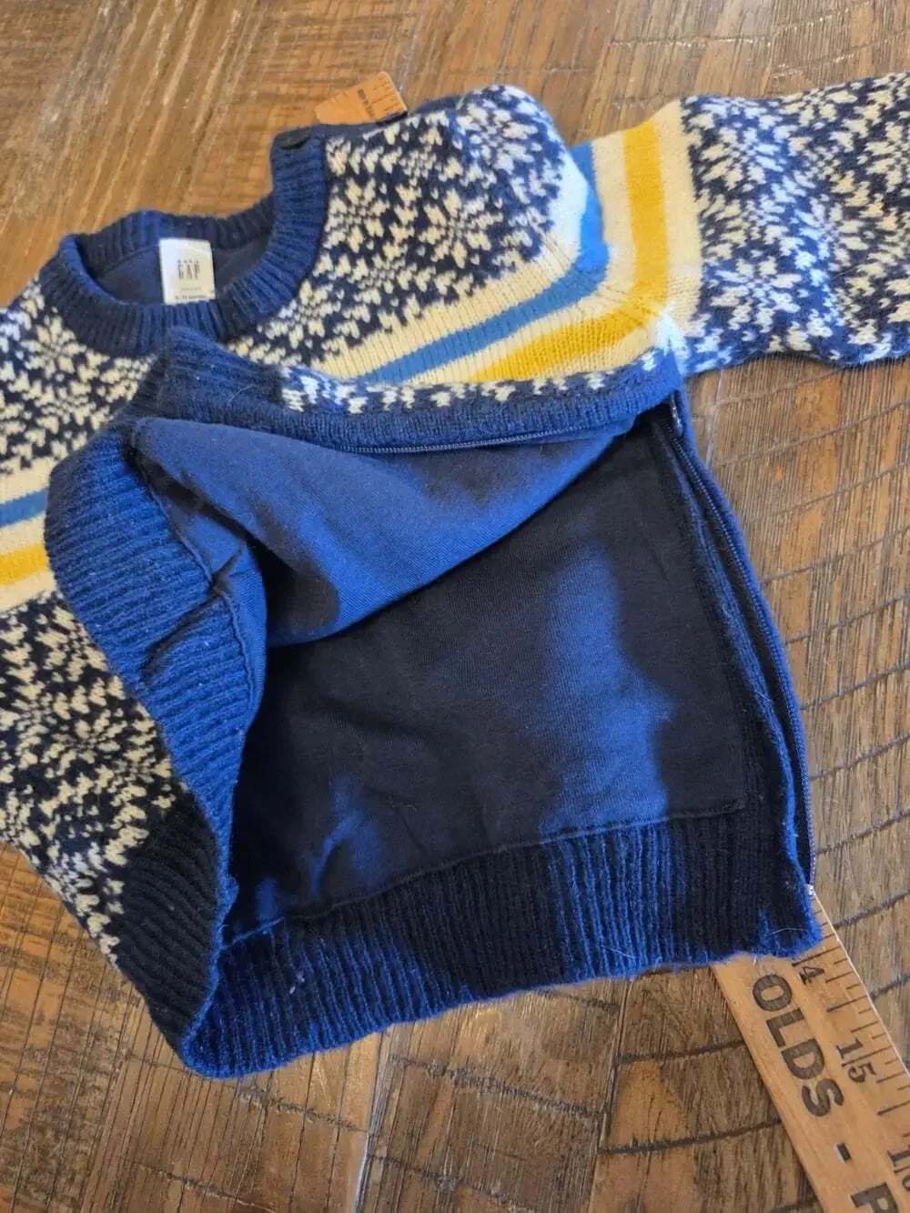 Vintage Baby Gap 6-12mo 100% Lambswool Lined 100%cotton Sweater